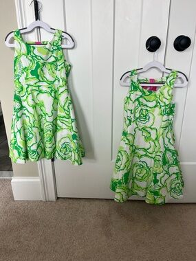 Lilly Pulitzer White Dress with Bright Green Floral Print